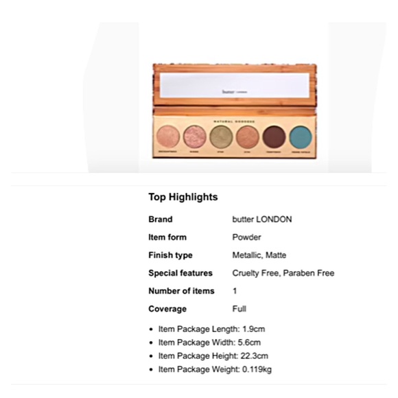 🆕 BUTTER LONDON NATURAL GODDESS EYESHADOW PALETTE Highly Pigmented DISCONTINUED - Picture 13 of 15